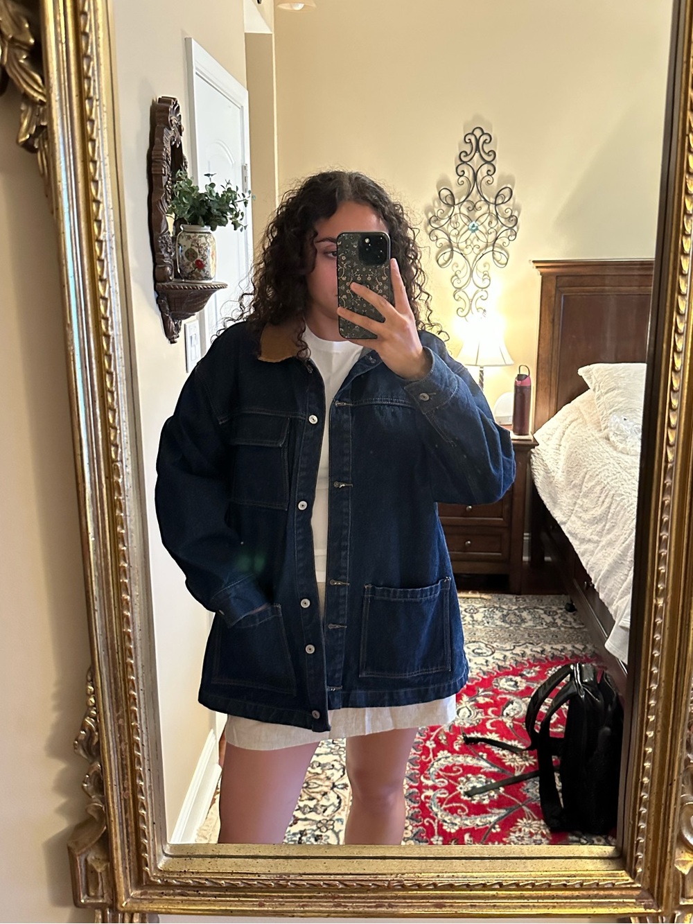 Abercrombie & Fitch Dark Blue Denim Jacket with Tan Corduroy Collar - Picture 2 of 10